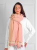 Cashmere Feeling Feather Scarf with Pom-Poms